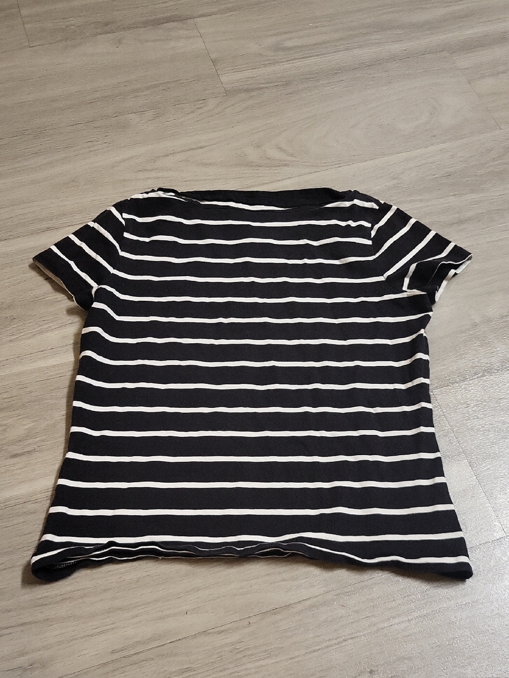 Talbots Black and White Striped Short Sleeve Tee